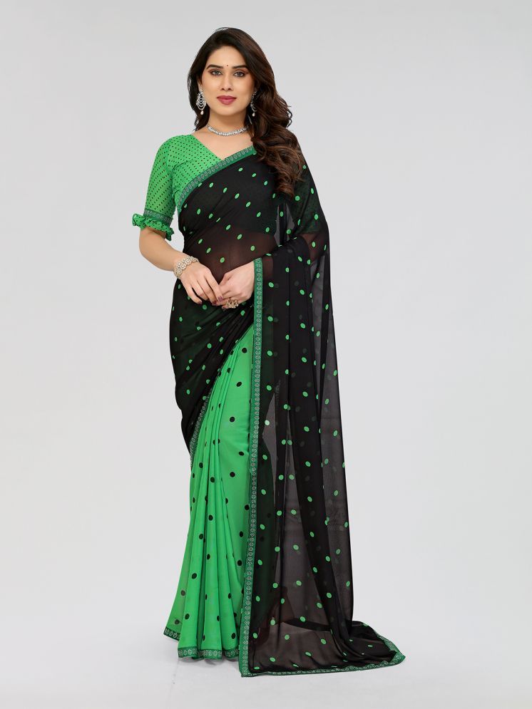     			Kashvi Sarees Pack of 1 Georgette Printed Saree With Blouse Piece ( Green )