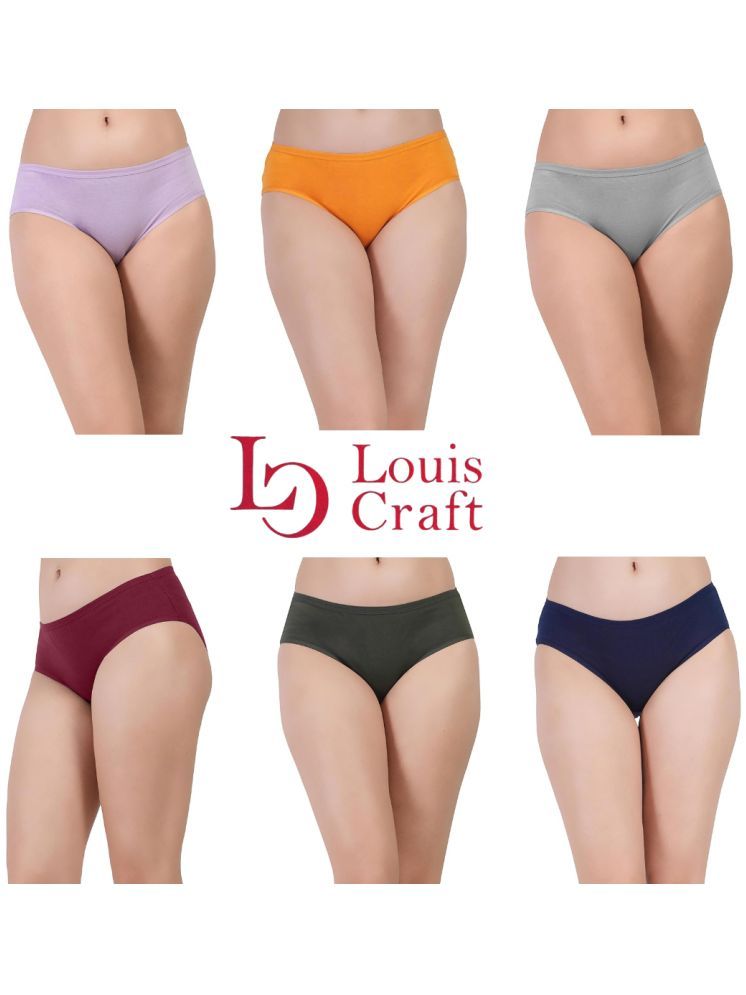     			Louis Craft Pack of 6 Cotton Lycra Hipster For Women ( Multicolor )