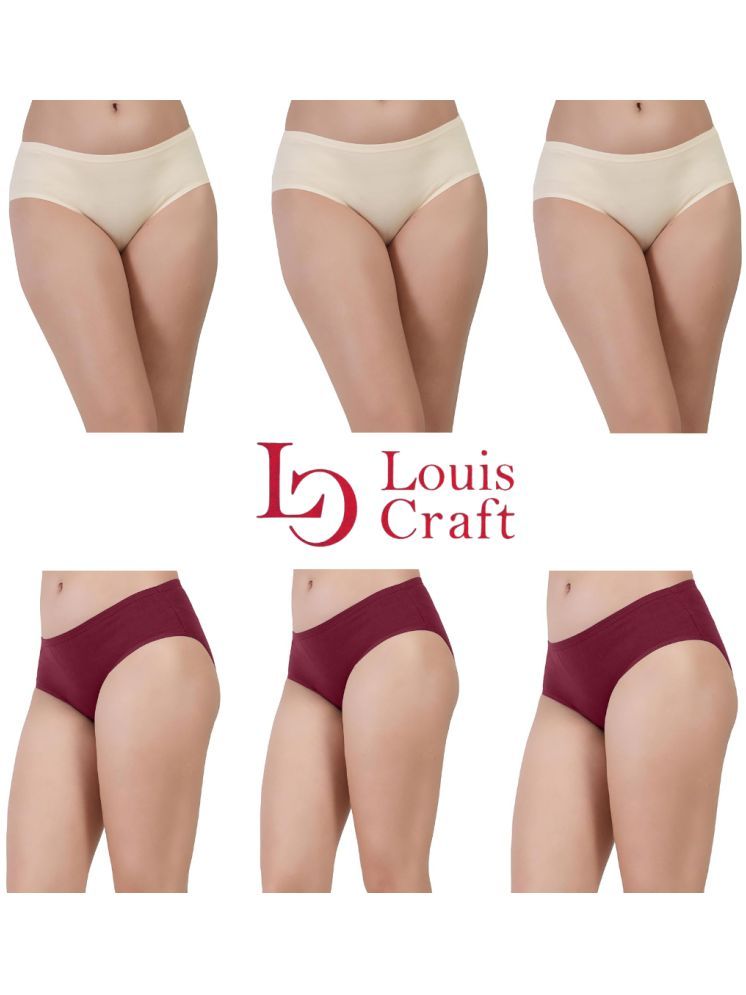     			Louis Craft Pack of 6 Cotton Lycra Hipster For Women ( Multicolor12 )