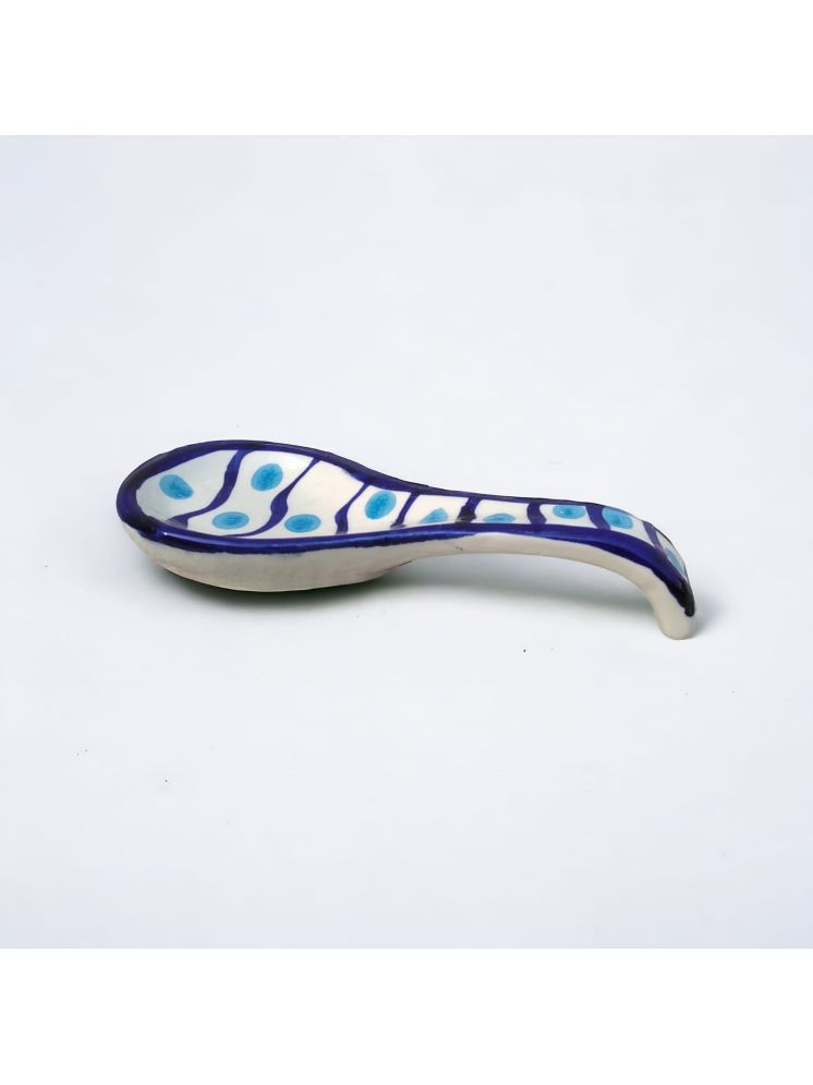     			Malaikah Sky Polka Spn Rst Ceramic Printed Soup Spoon Dark Blue ( Pack of 1 )