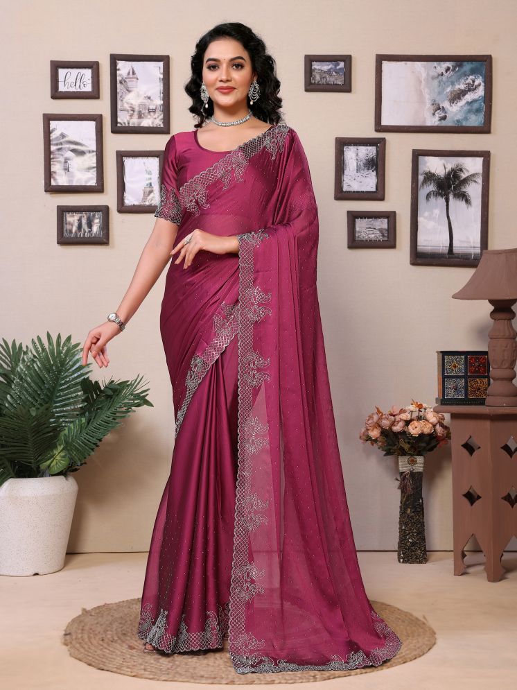     			Sindharat Fashion Pack of 1 Polyester Embellished Saree With Blouse Piece ( Magenta )