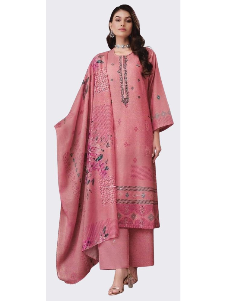     			Soul Essence Unstitched Woollen Embroidered Dress Material - Pink ( Pack of 1 )