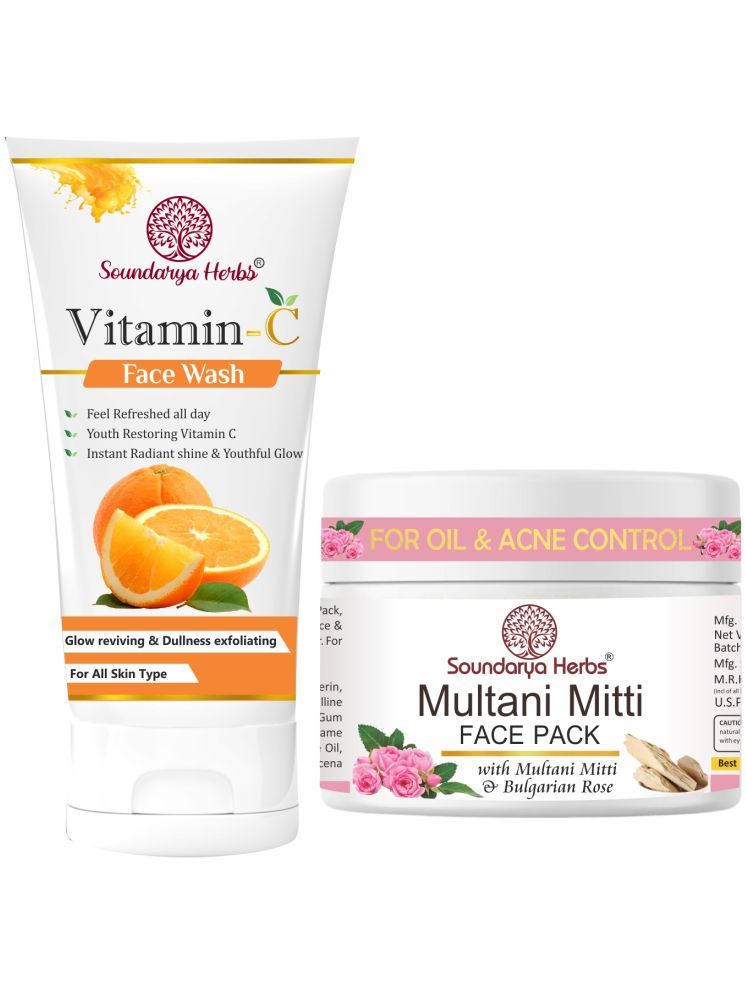     			Soundarya Herbs Multani Mitti Face Pack & Vitamin C Face Wash Skin Glowing Combo Set