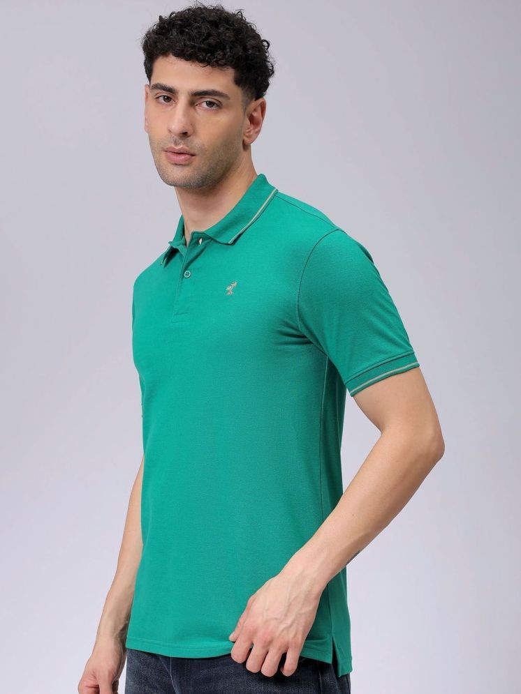     			The Indian Garage Co. Pack of 1 Cotton Blend Regular Fit Solid Half Sleeves Men's Polo T Shirt ( Green )