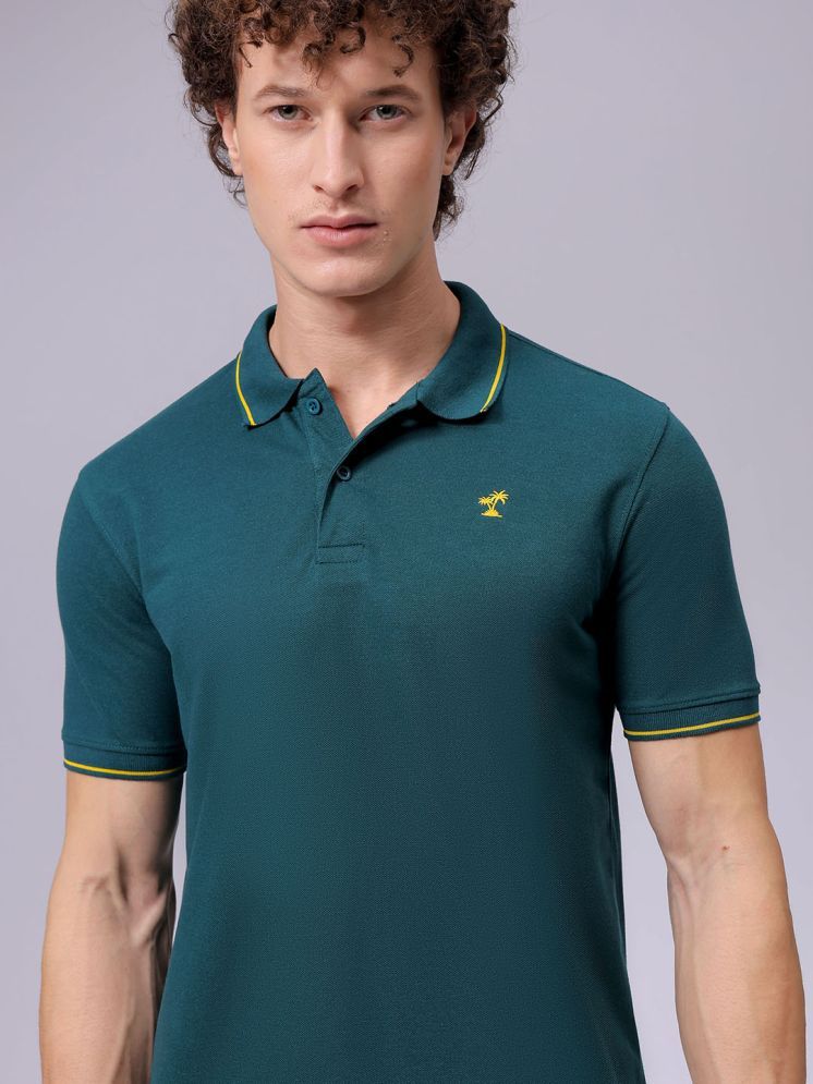     			The Indian Garage Co. Pack of 1 Cotton Blend Regular Fit Solid Half Sleeves Men's Polo T Shirt ( Dark Green )