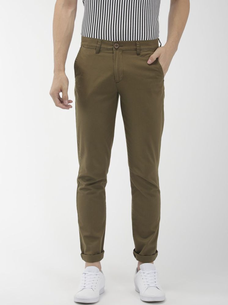     			The Indian Garage Co. Slim Flat Men's Chinos - Olive ( Pack of 1 )