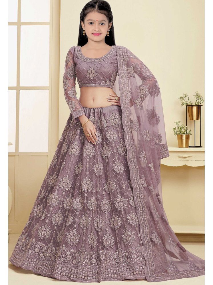     			piludi Net Lehenga Choli Set For Girls ( Pack of 1 , Purple )