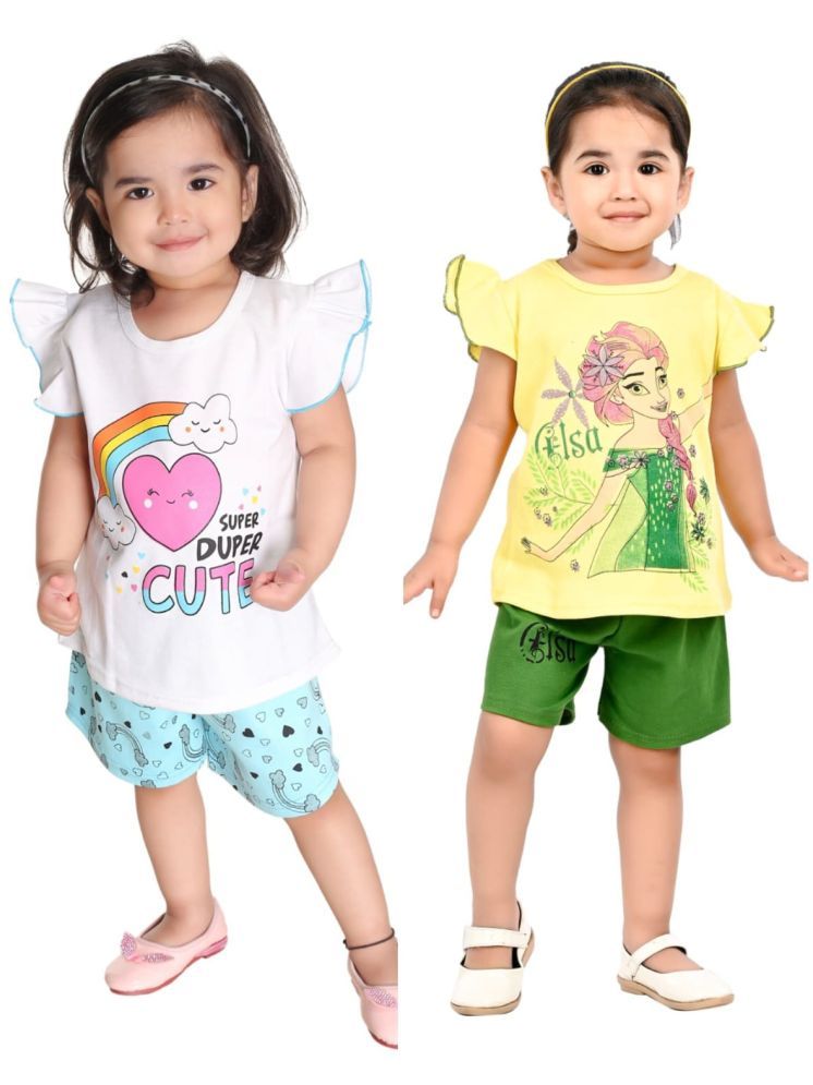     			s muktar garments Pack of 2 Baby Girls Cotton Blend Top With Shorts ( Multicolor )