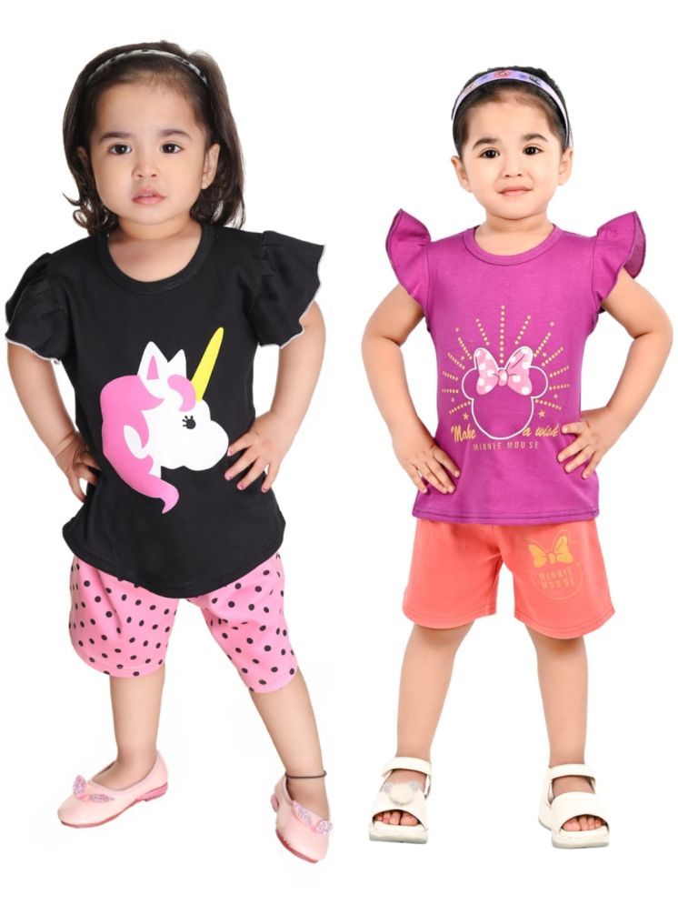     			s muktar garments Pack of 2 Baby Girls Cotton Blend Top With Shorts ( Multicolor )