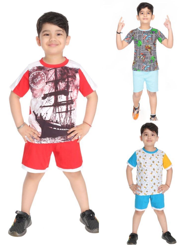     			s muktar garments Pack of 3 Baby Boys Cotton Blend T-Shirts & Shorts Set ( Multicolor )