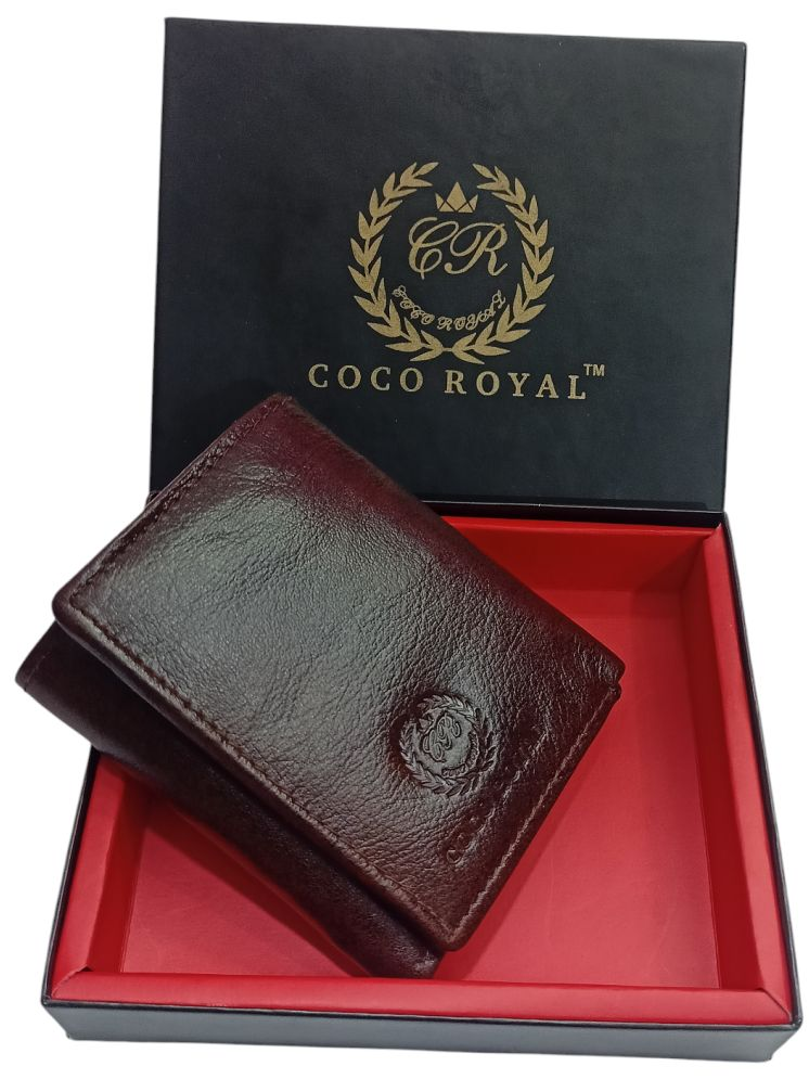     			COCO ROYAL Brown 100% Leather Men's Three Fold Wallet ( Pack of 1 )