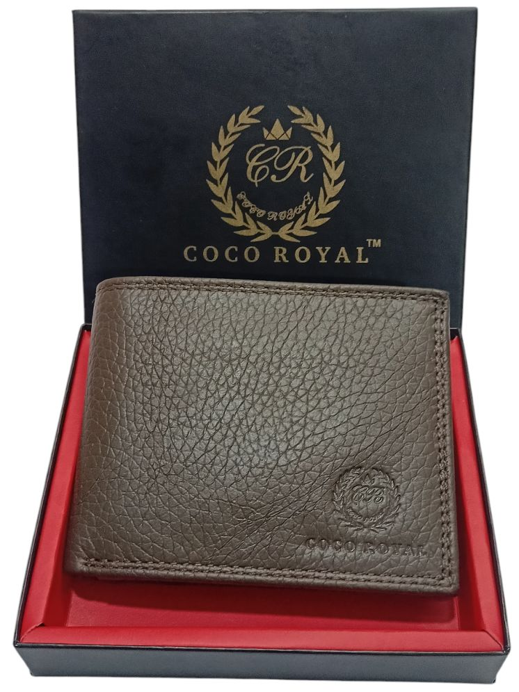     			COCO ROYAL Gray 100% Leather Men's Two Fold Wallet ( Pack of 1 )