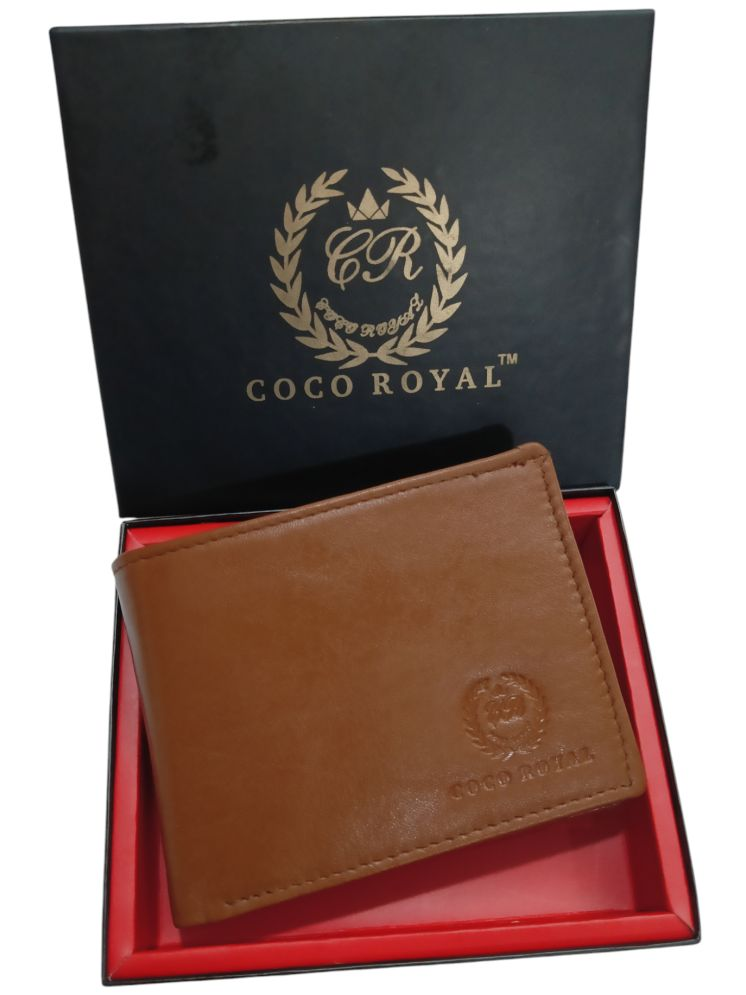     			COCO ROYAL Tan 100% Leather Men's Two Fold Wallet ( Pack of 1 )