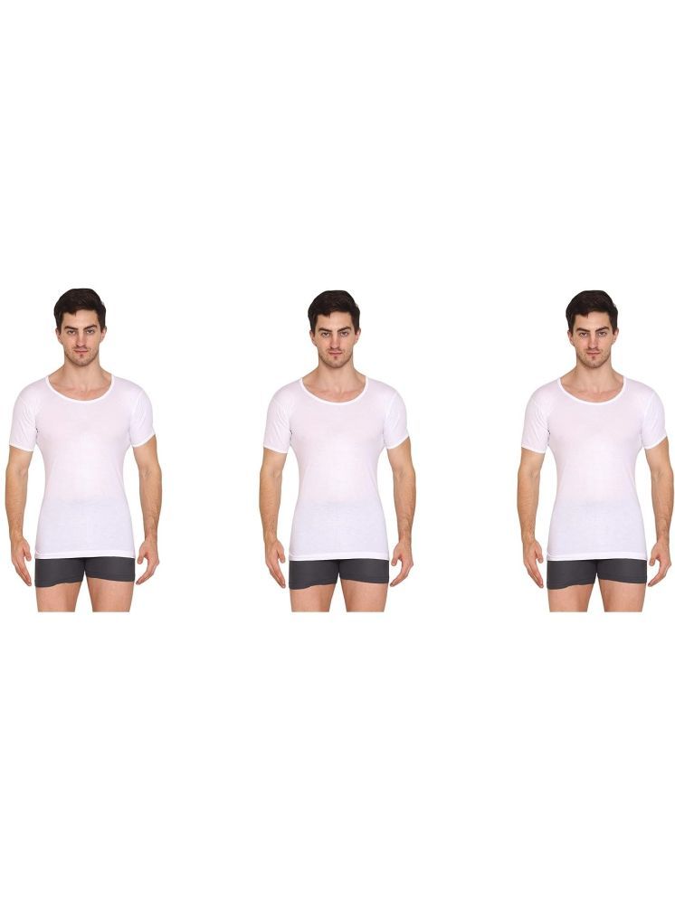     			D1 DIFFERENT ONE Pack of 3 Cotton Basic Vest For Men ( White )