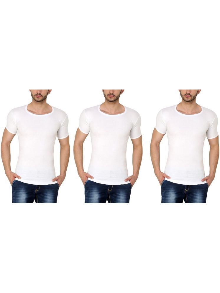     			D1 DIFFERENT ONE Pack of 3 Cotton Basic Vest For Men ( White )