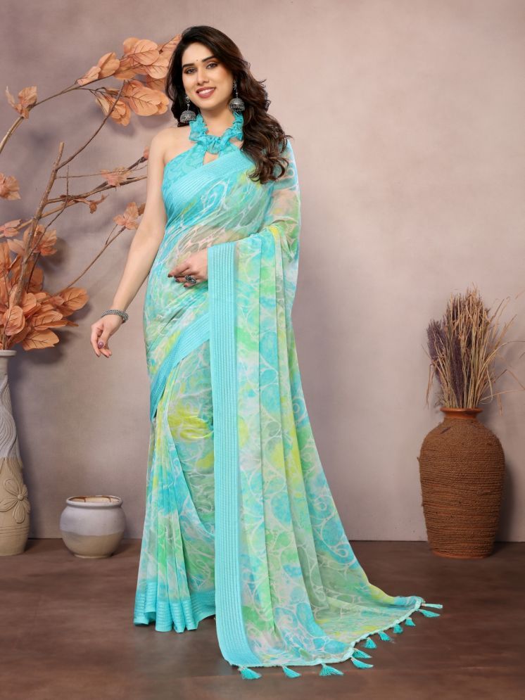     			DIKONA DESIGNER Pack of 1 Chiffon Printed Saree With Blouse Piece ( Sea Green )