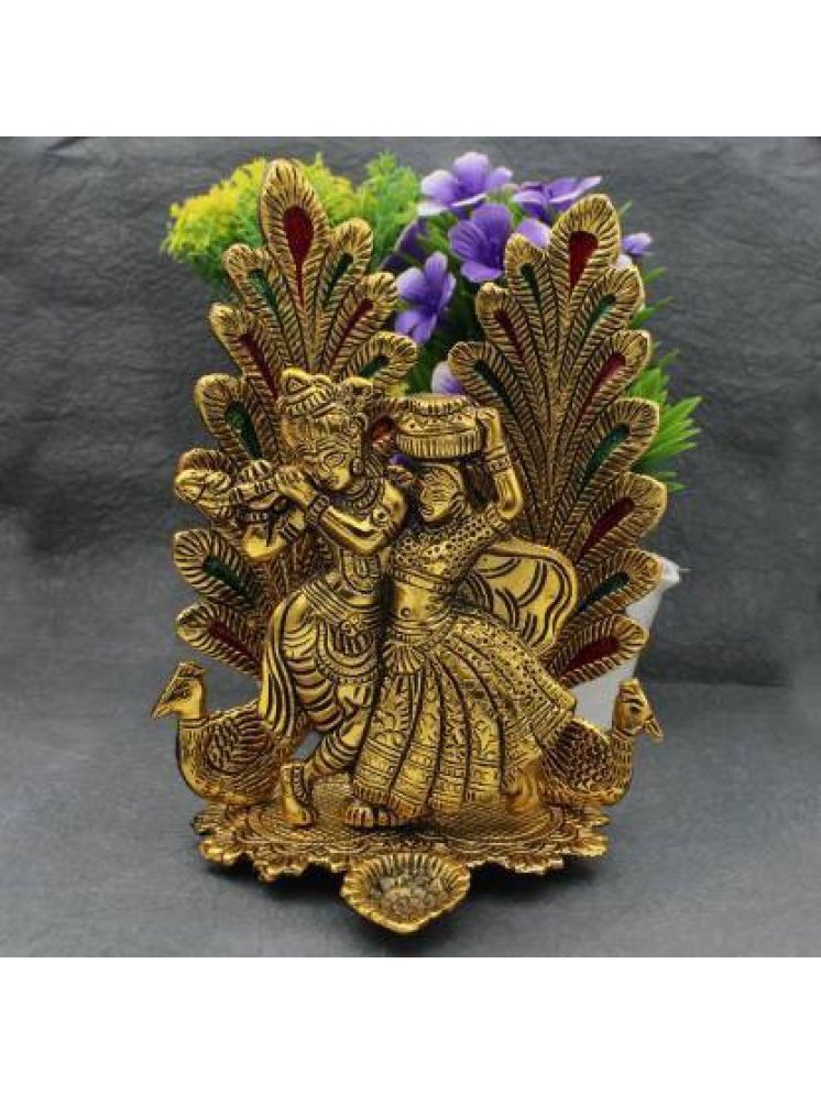     			Fashion Bizz Radha Krishna Idol Statue With Diya Peacock Design Decorative Showpiece - 20 cm