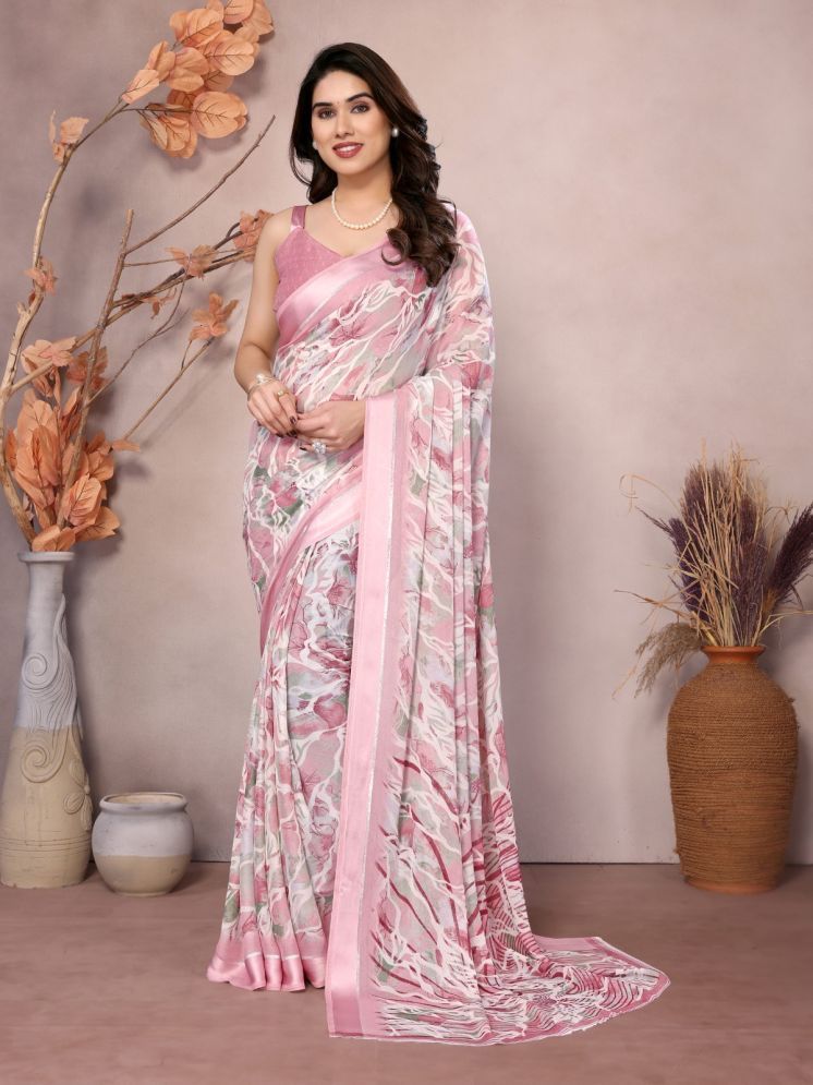     			PHORIA STYLE Pack of 1 Chiffon Printed Saree With Blouse Piece ( Peach )