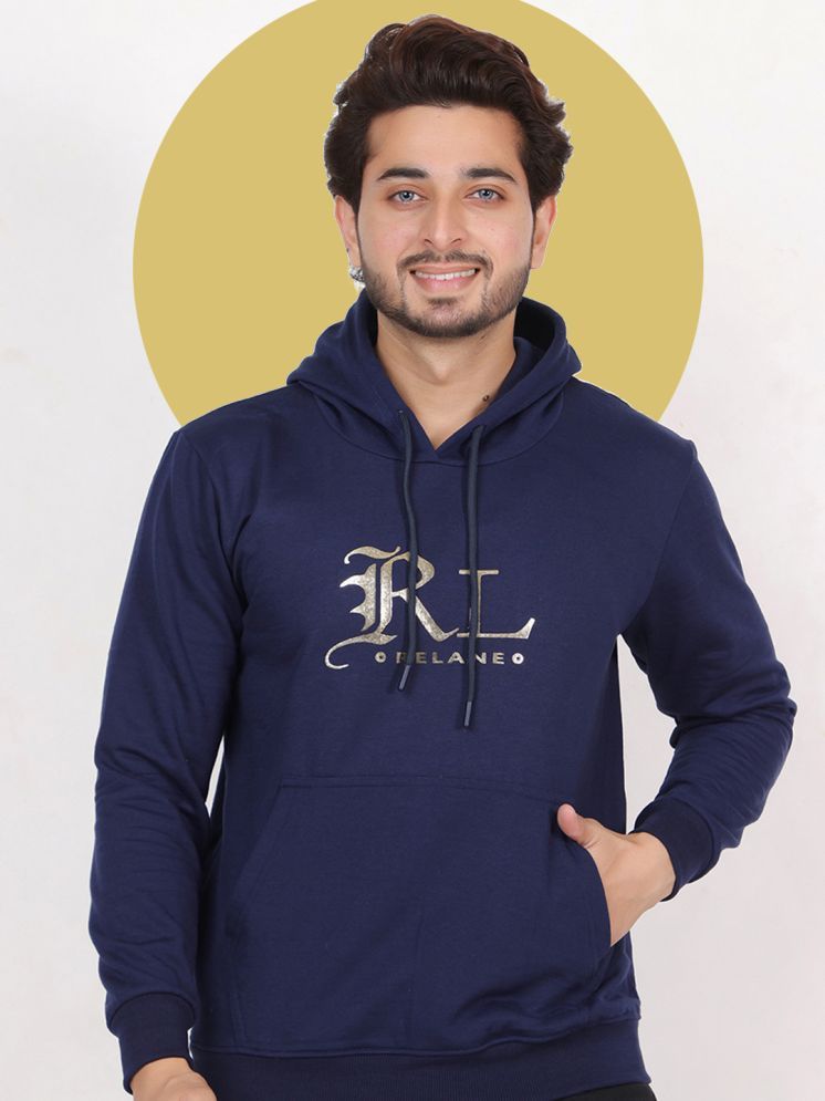     			RELANE Fleece Hooded Men's Sweatshirt - Navy Blue ( Pack of 1 )