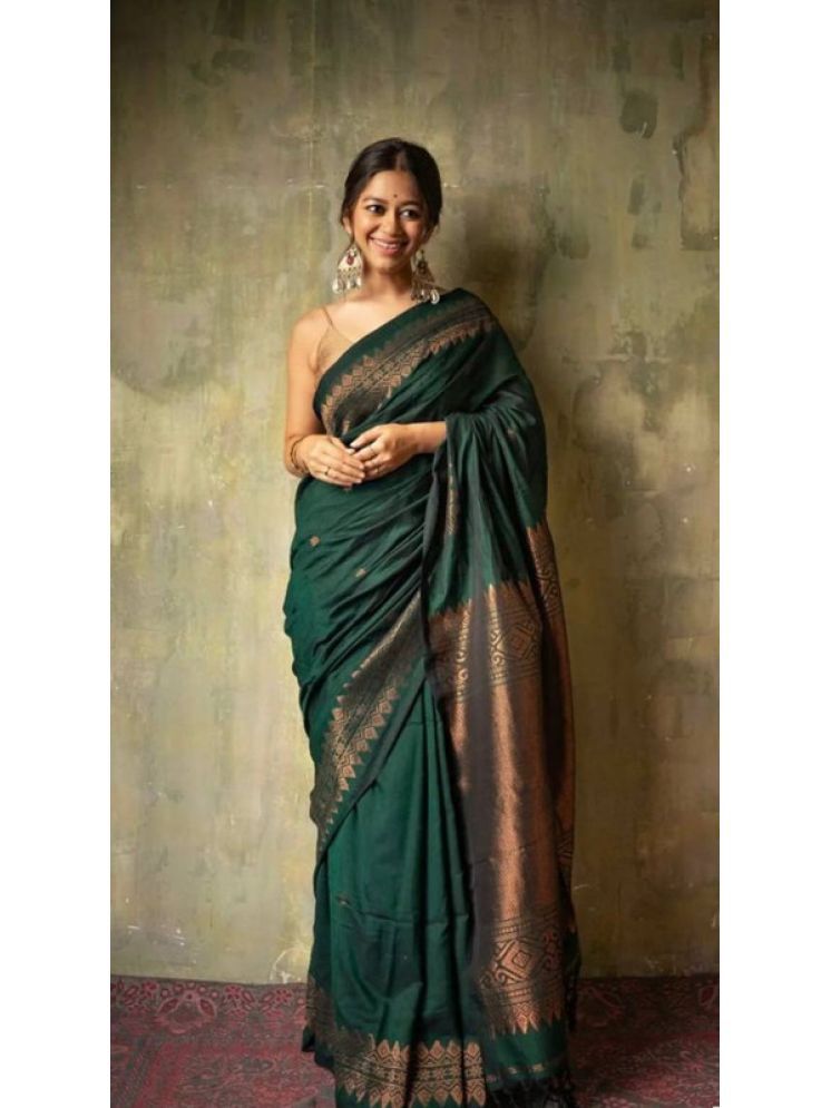     			Sitanjali Lifestyle Pack of 1 Silk Blend Embroidered Saree With Blouse Piece ( Green )