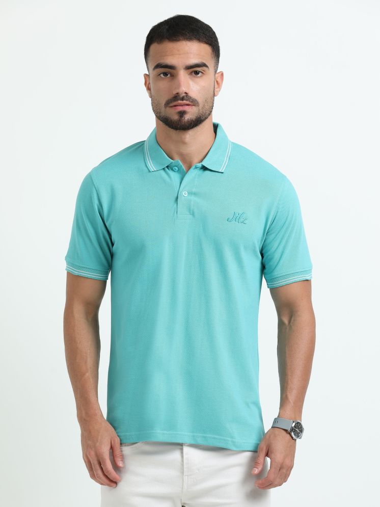     			JILZ Pack of 1 Cotton Regular Fit Solid Half Sleeves Men's Polo T Shirt ( Sea Green )