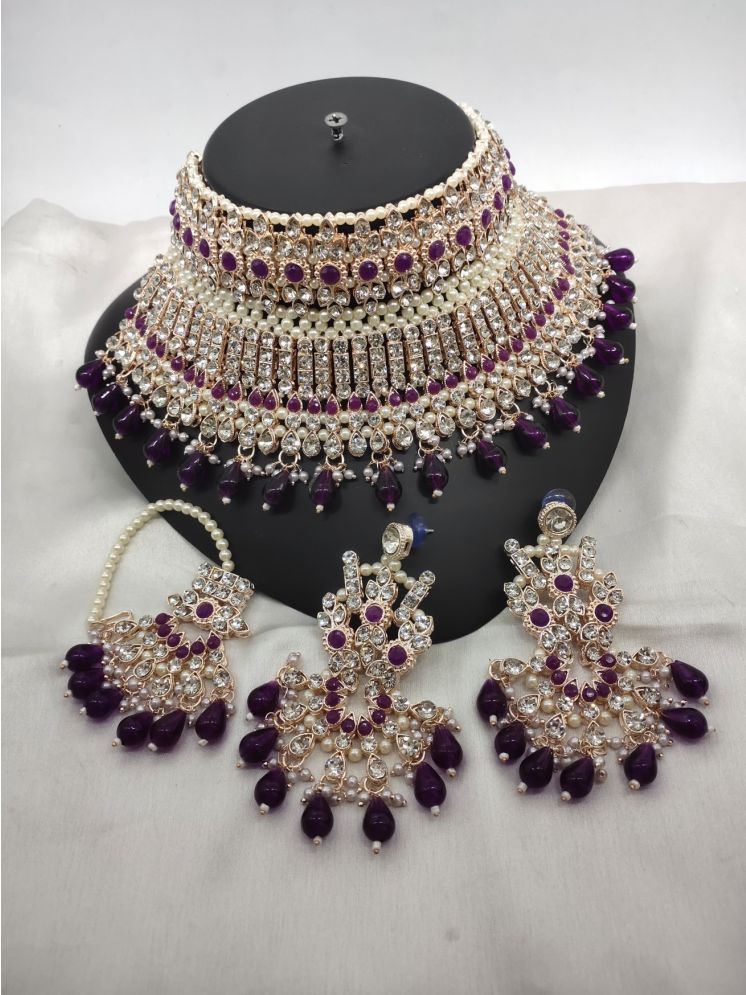     			Padmavati Bangles Purple Alloy Necklace Set ( Pack of 1 )