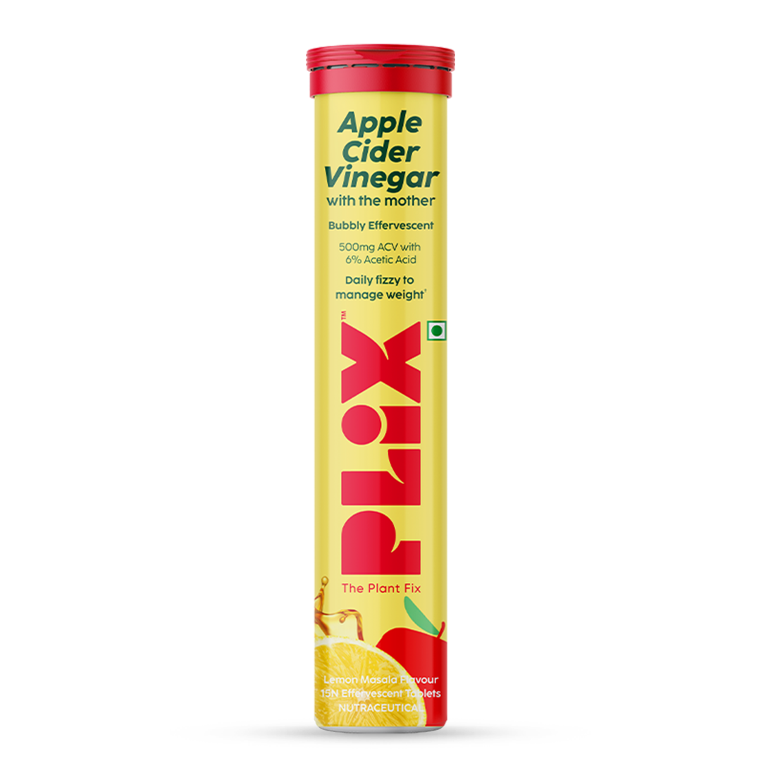     			Plix Apple Cider Vinegar 15 Effervescent Tablets Lemon Masala Flavor with Vitamin B12 (15 No)