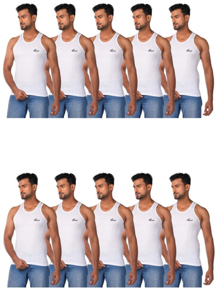     			Renox Pack of 10 Cotton Basic Vest For Men ( White )