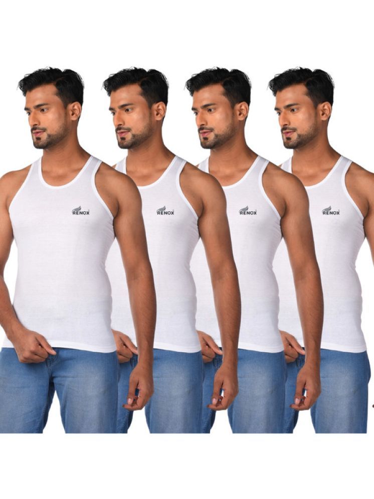     			Renox Pack of 4 Cotton Basic Vest For Men ( White )