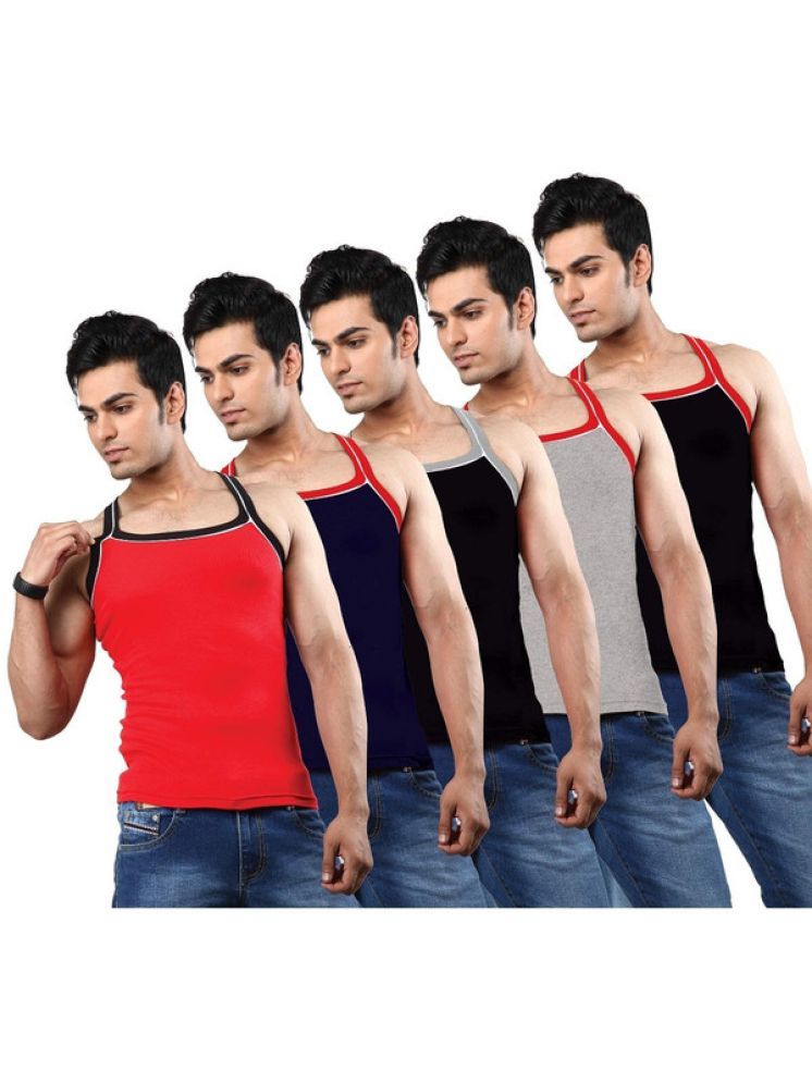     			Renox Pack of 5 Cotton Gym Vest For Men ( Multi )