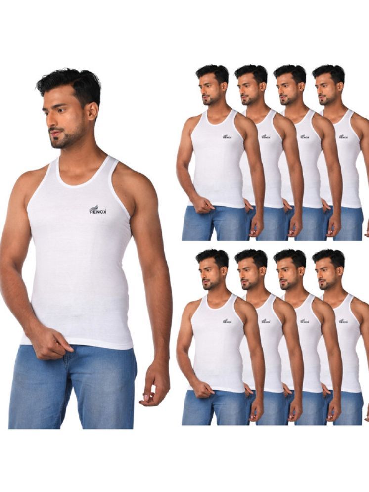     			Renox Pack of 9 Cotton Basic Vest For Men ( White )