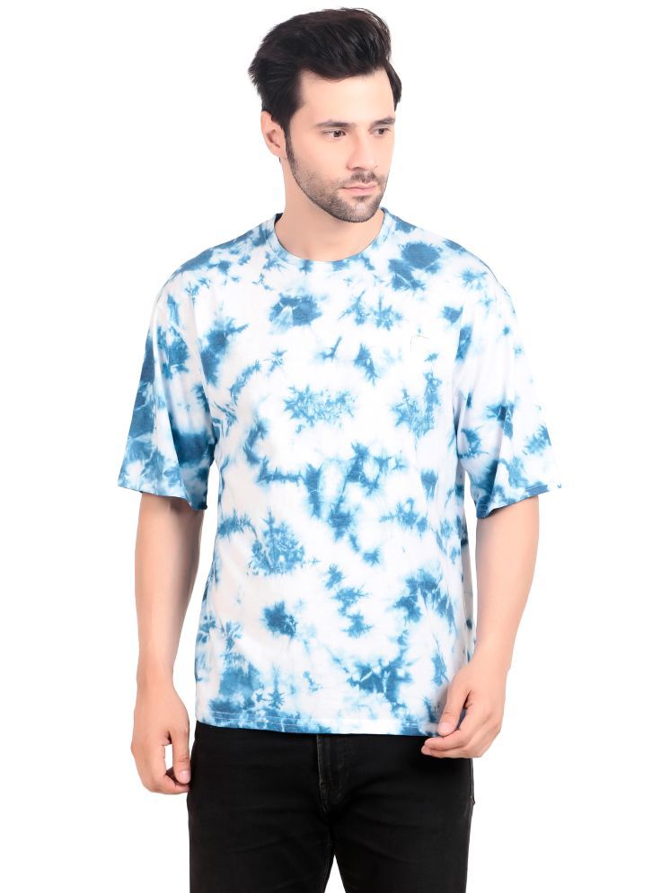     			TQH Cotton Blend Oversized Fit Dyed Half Sleeves Men's Round T-Shirt - Sky Blue ( Pack of 1 )