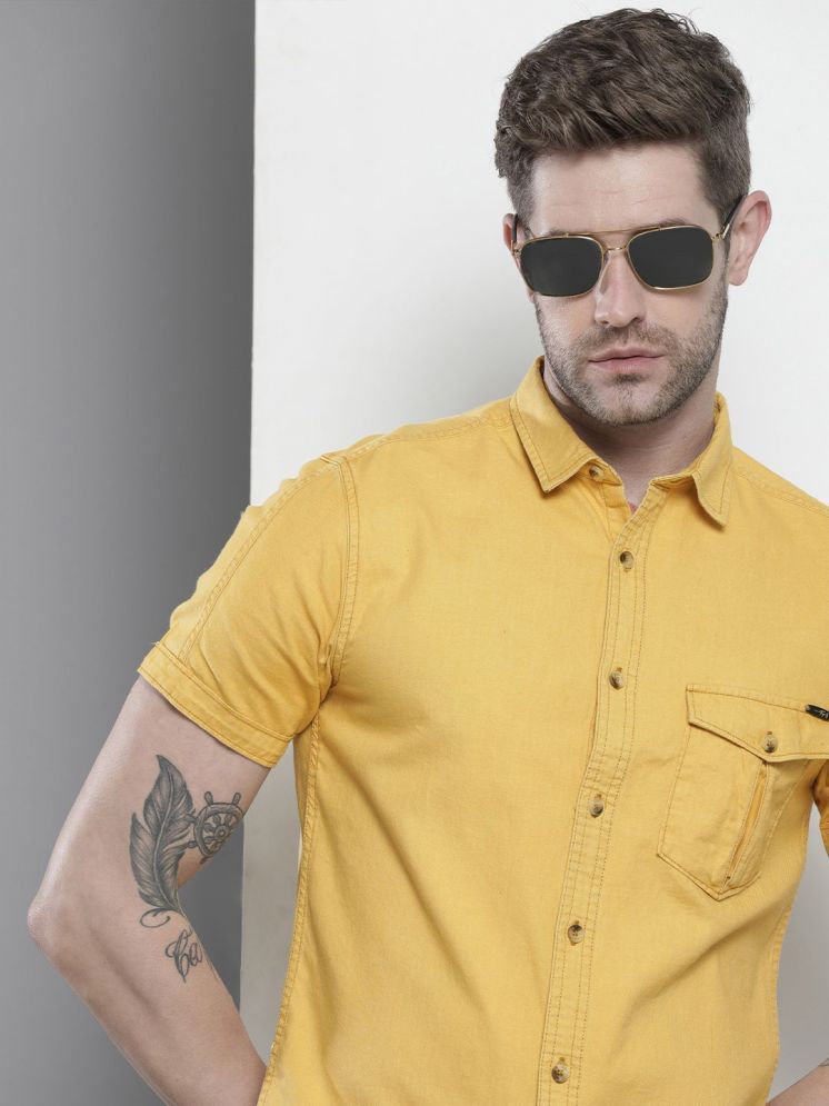     			The Indian Garage Co. 100% Cotton Slim Fit Solids Half Sleeves Men's Casual Shirt - Yellow ( Pack of 1 )