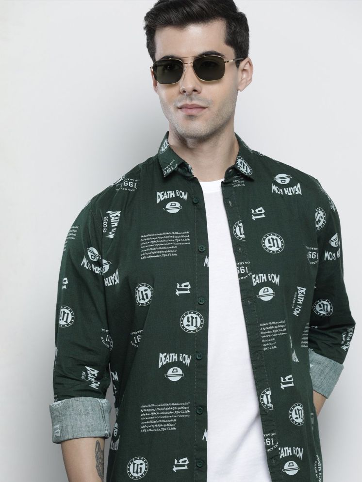     			The Indian Garage Co. 100% Cotton Regular Fit Printed Full Sleeves Men's Casual Shirt - Green ( Pack of 1 )