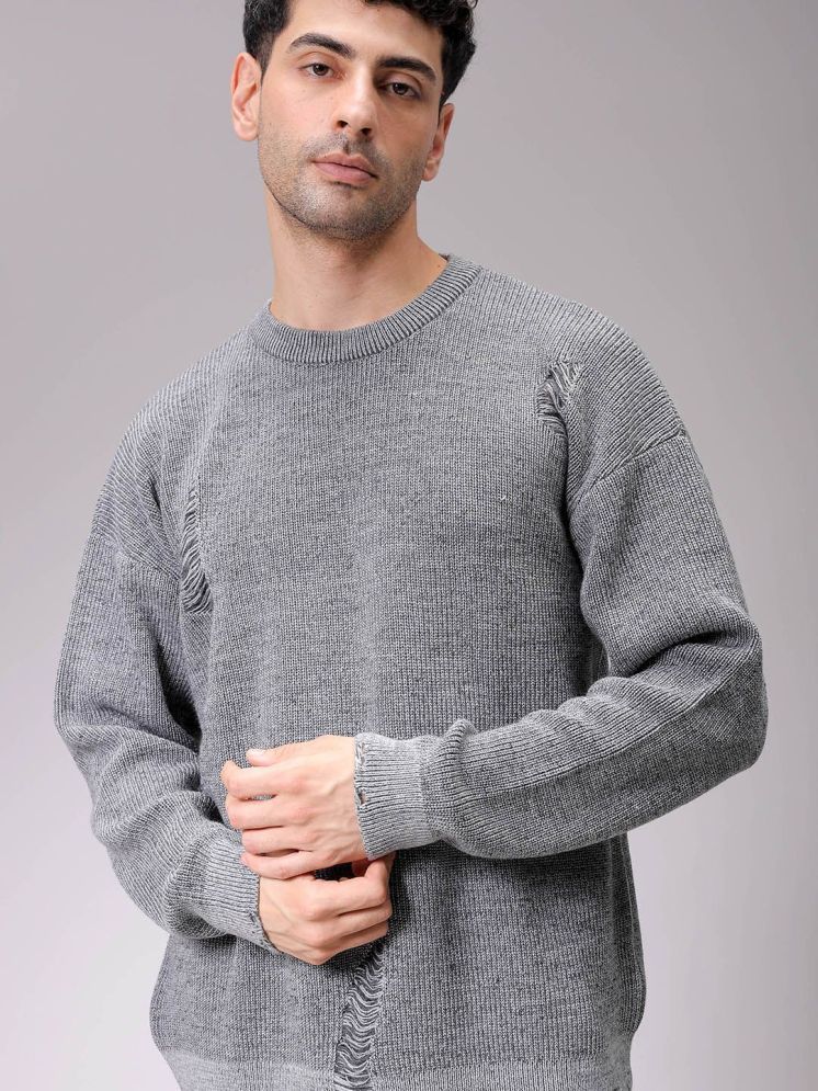     			The Indian Garage Co. Acrylic Round Neck Men's Full Sleeves Pullover Sweater - Grey ( Pack of 1 )