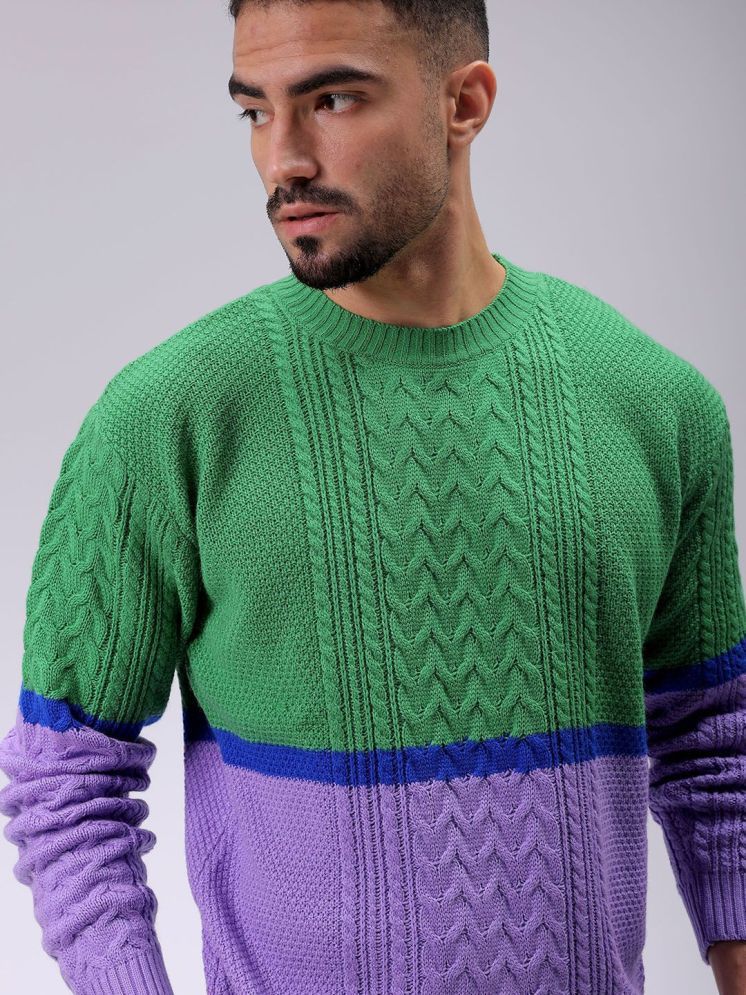     			The Indian Garage Co. Acrylic Round Neck Men's Full Sleeves Pullover Sweater - Green ( Pack of 1 )