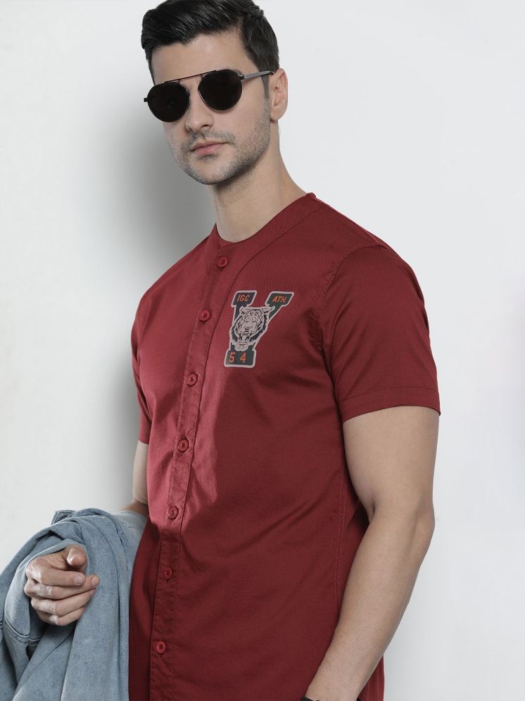     			The Indian Garage Co. Cotton Blend Regular Fit Printed Half Sleeves Men's Casual Shirt - Maroon ( Pack of 1 )