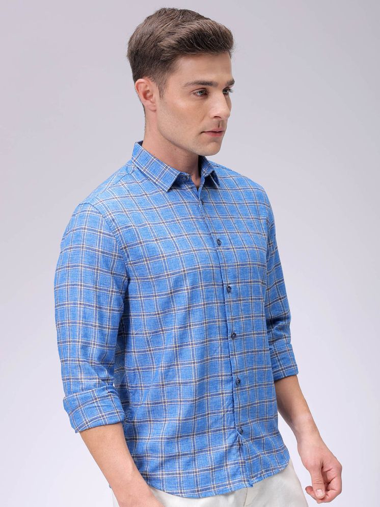     			The Indian Garage Co. Poly Cotton Slim Fit Checks Full Sleeves Men's Casual Shirt - Blue ( Pack of 1 )