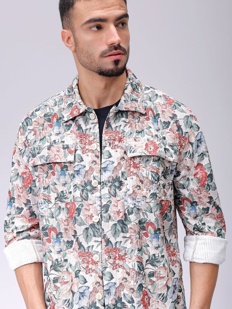     			The Indian Garage Co. Polyester Regular Fit Printed Full Sleeves Men's Casual Shirt - Beige ( Pack of 1 )