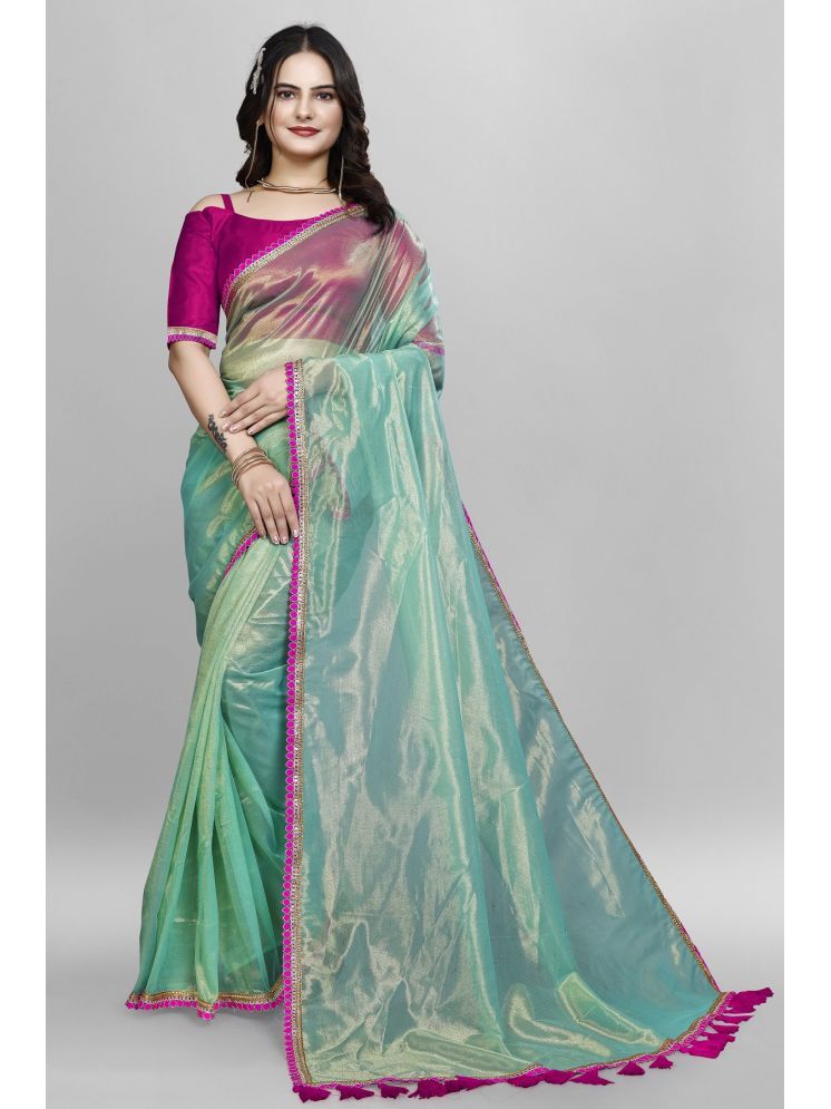     			A TO Z CART Pack of 1 Net Solid Saree With Blouse Piece ( SkyBlue )