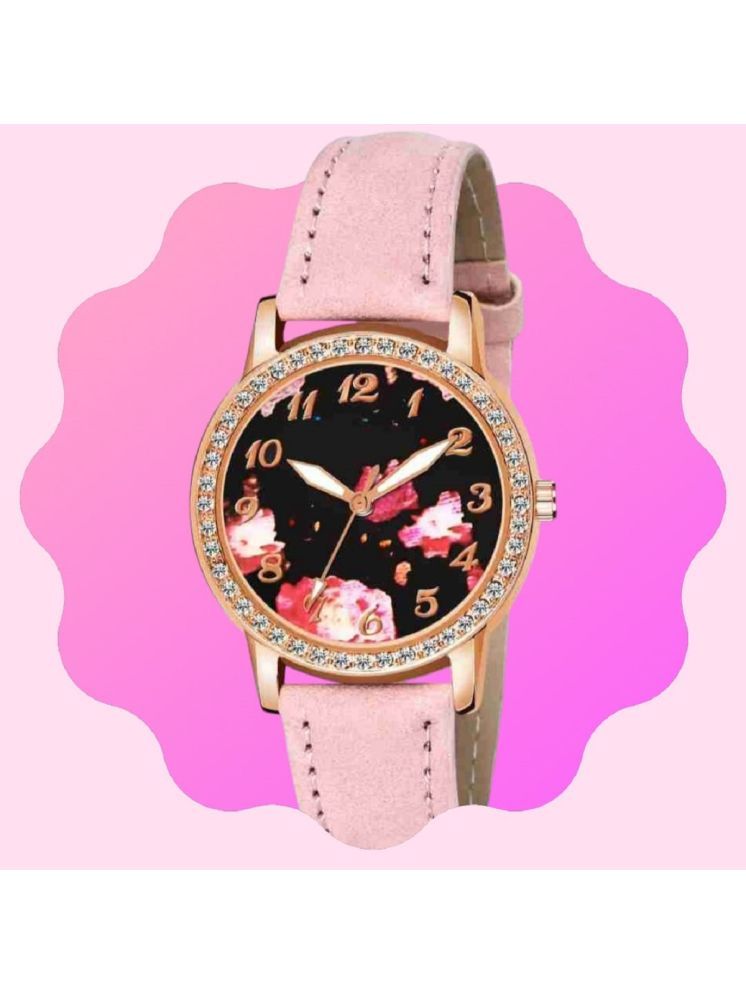     			Cosmic Pink Leather Analog Womens Watch