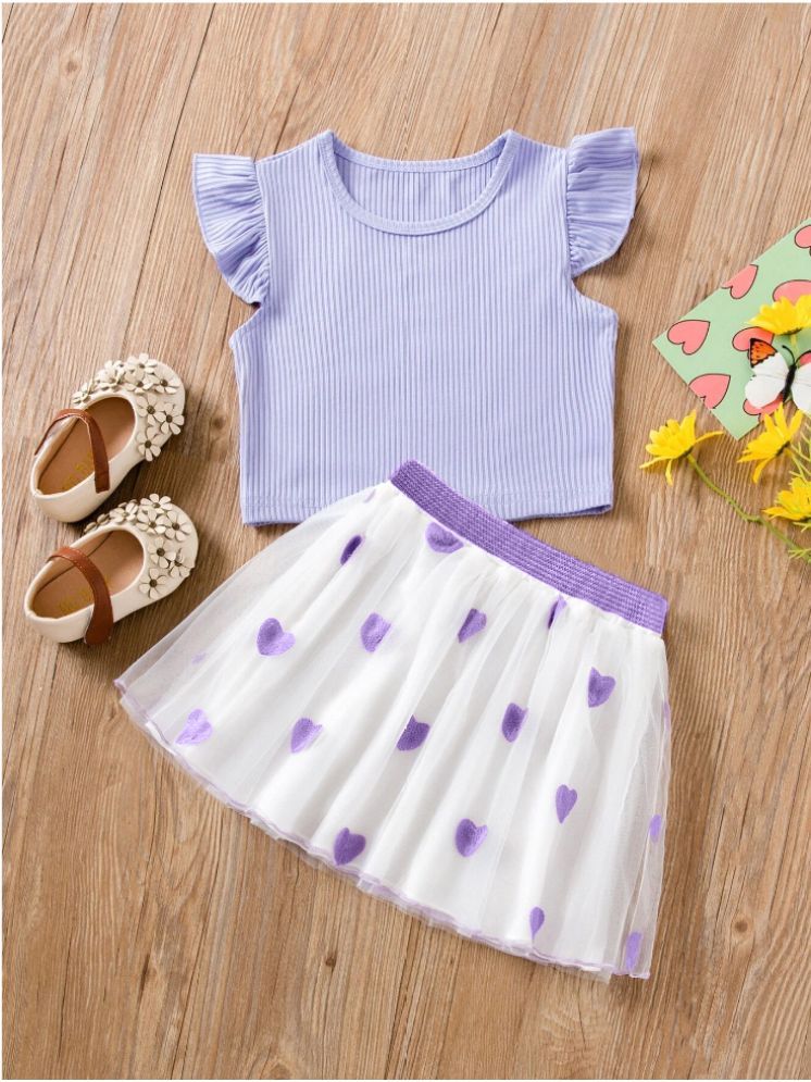     			Hikuj Pack of 1 Baby Girls Cotton Blend Top With Skirt ( Purple )