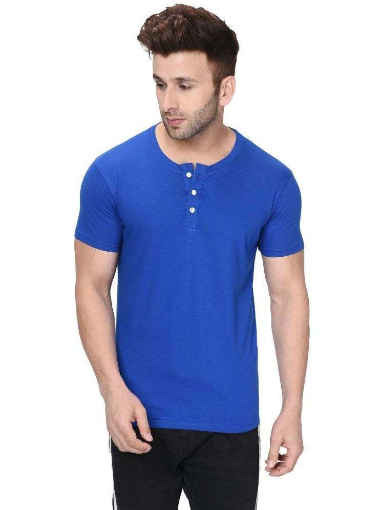     			LONDON HILLS Cotton Blend Regular Fit Solid Half Sleeves Men's Henley T-Shirt - Blue ( Pack of 1 )