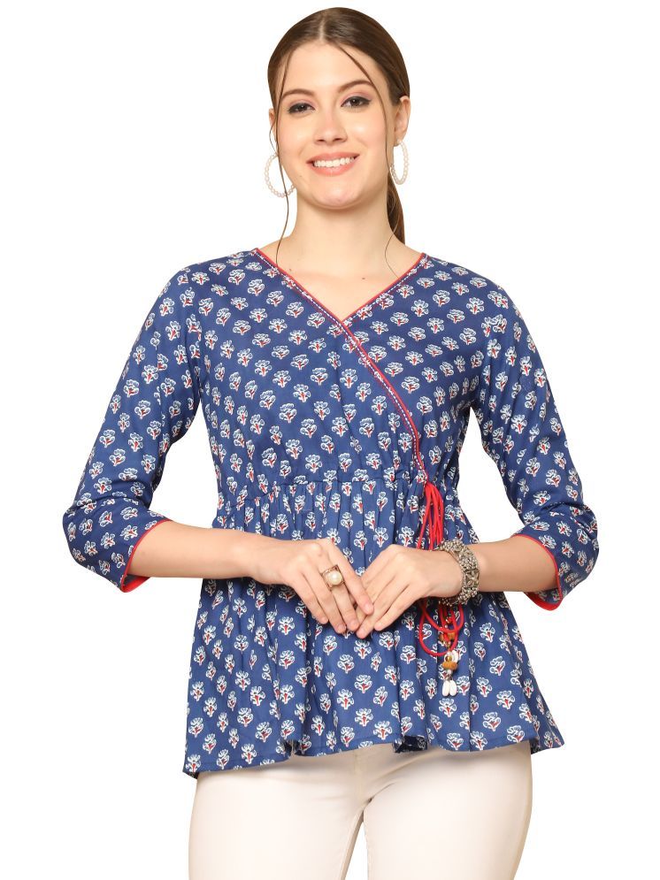     			Rajnandini Blue Cotton Women's Peplum Top ( Pack of 1 )