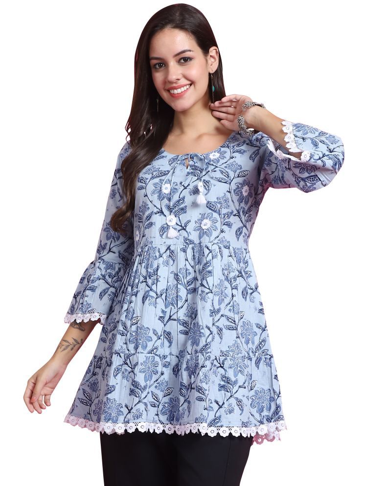     			Rajnandini Light Blue Cotton Women's Tunic ( Pack of 1 )