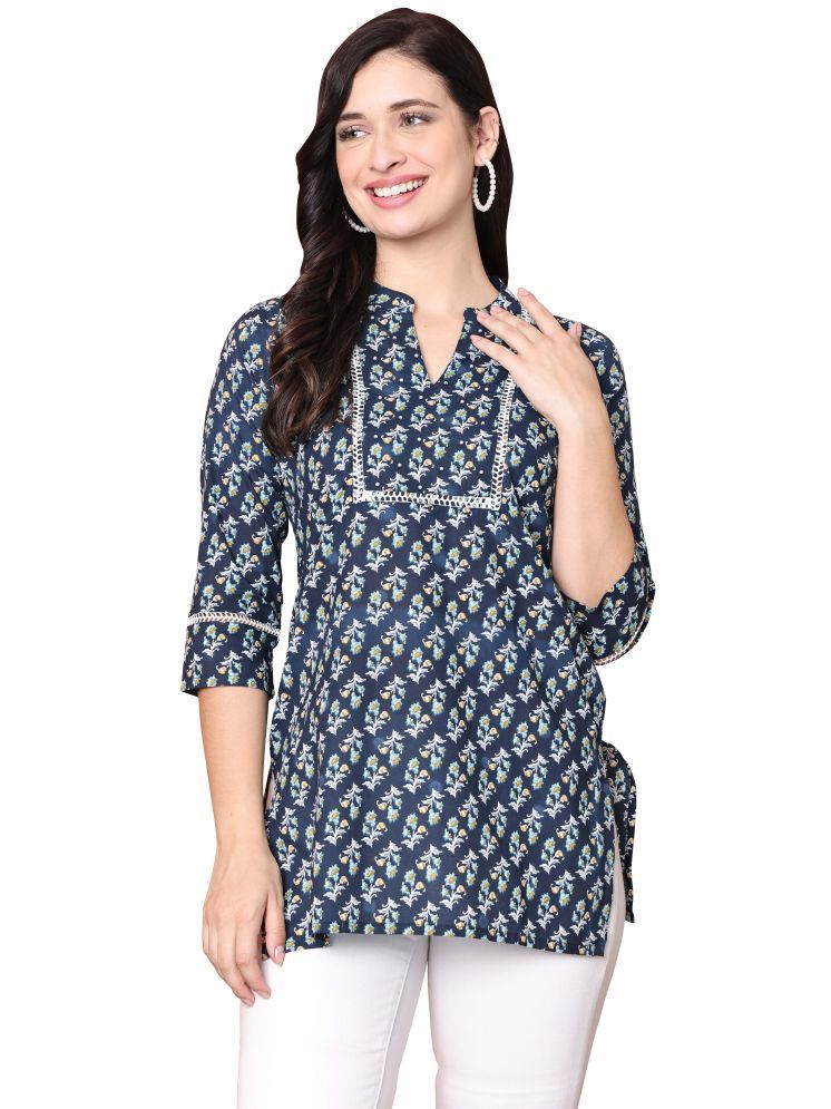     			Rajnandini Navy Blue Cotton Women's Tunic ( Pack of 1 )