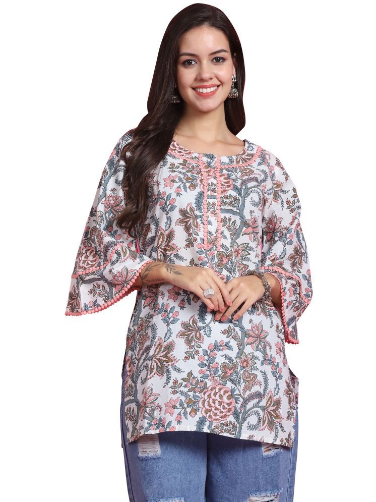     			Rajnandini White Cotton Women's Tunic ( Pack of 1 )