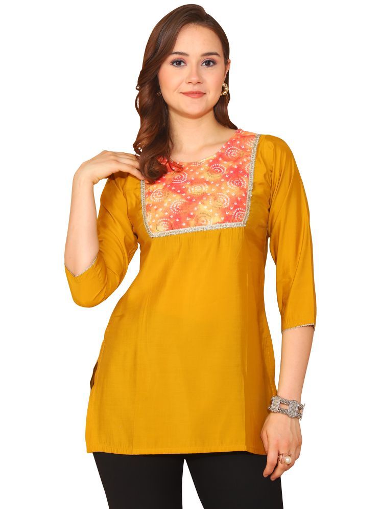     			Rajnandini Yellow Silk Women's Tunic ( Pack of 1 )