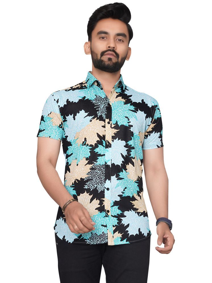     			SUR-T Cotton Blend Regular Fit Printed Half Sleeves Men's Casual Shirt - Black ( Pack of 1 )