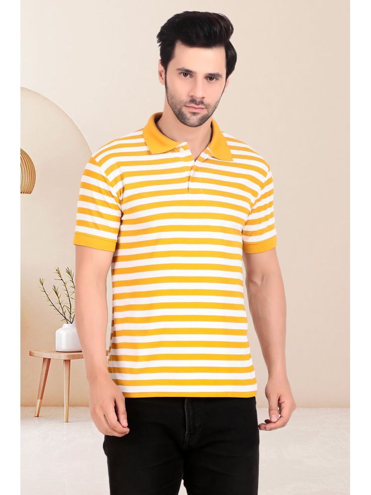     			TQH Pack of 1 Polyester Regular Fit Striped Half Sleeves Men's Polo T Shirt ( Yellow )